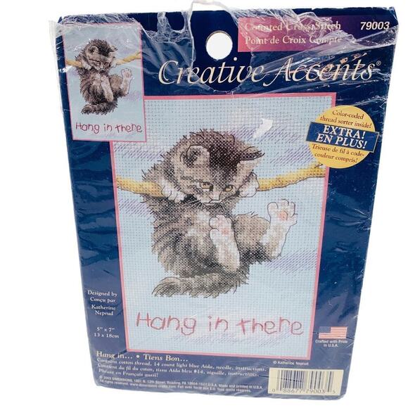 VTG 2003 Dimensions Cross Stitch Kit Opened Package/Unused 5”x7” Kitty Cat Lover - Picture 1 of 7